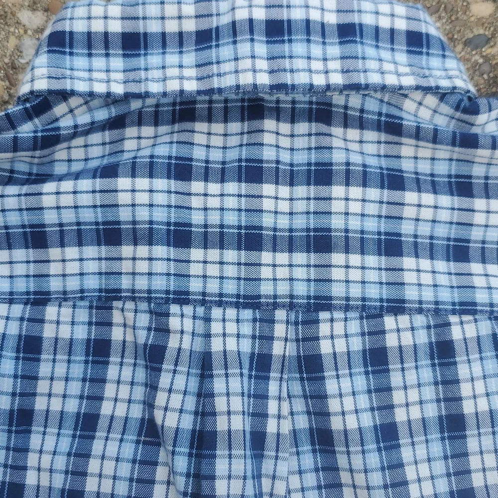 Ralph Lauren Button Front Plaid Boys Top Youth 7 Blues White
